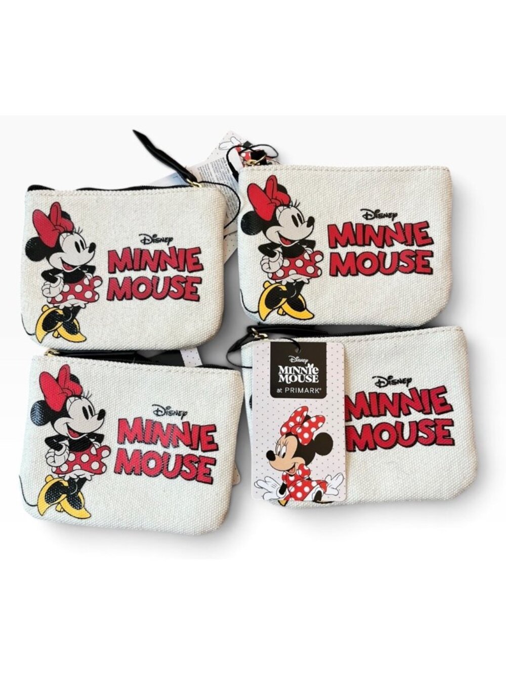 Primark Disney Minnie Mouse Canvas Coin Purse Small Lot of 4 Coin Purses NWT